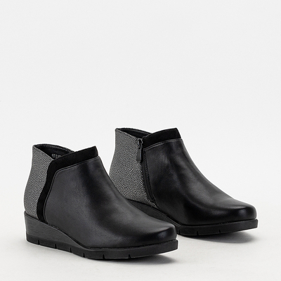Черные женские ботильоны на танкетке Flyvi