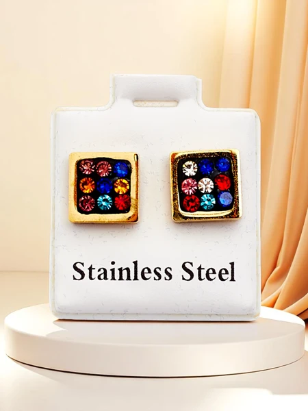 Royalfashion Moteriški kvadratiniai auskarai su cirkoniu