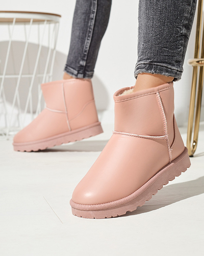 Женские утепленные снегоступы из экокожи розового цвета Defasca- Footwear