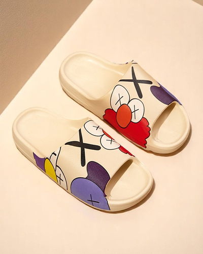 Moteriški sandalai „Flora“ kreminės spalvos guminiai patogūs vasarai