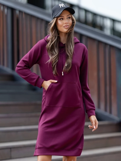Royalfashion Dresowa wiskozowa sukienka z kapturem