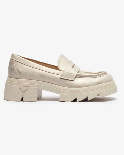 Золотые женские мокасины из экокожи Sepop- Footwear