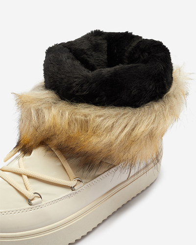 Лакированные женские бежевые сапоги Fursav - Обувь