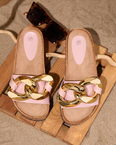 Тапочки женские розовые с украшением Sofig- Footwear