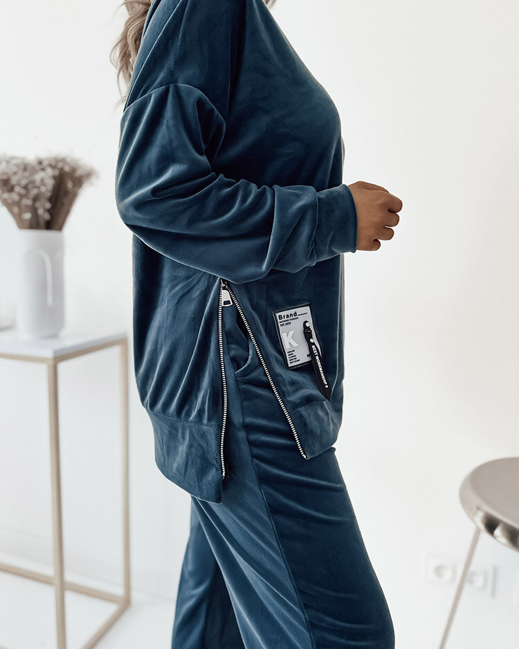 Royalfashion Бирюзовый велюровый женский спортивный костюм