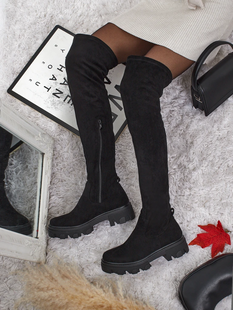 Kozaki damskie za kolano eko zamszowe Maelin