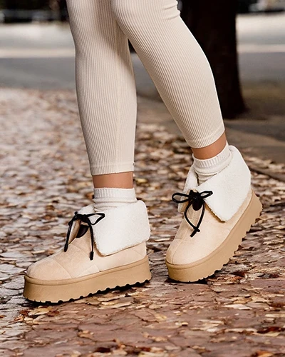 Karališkoji mada Moteriškos baltos aulinės sniego batai Wdeno