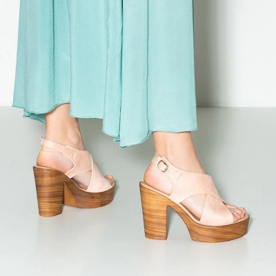 OUTLET Rausvi moteriški sandalai "Inga" su aukštu kulnu - Avalynė