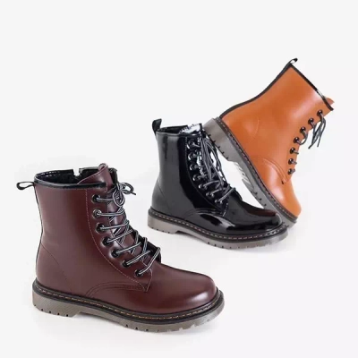 OUTLET Tamsiai rudi moteriški ekologiškos odos batai Lesita - Batai