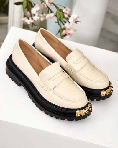 Женские лоферы Aurelia бежевые на платформе 5 см - стильные и удобные