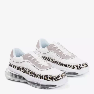 Białe buty sportowe w panterkę Gromin - Obuwie