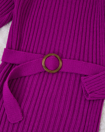 Royalfashion Violetinė moteriška megztinė suknelė