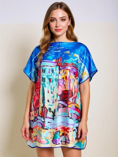 Sukienka pareo Demetria Royalfashion – wielokolorowa, uniwersalna, do kolana