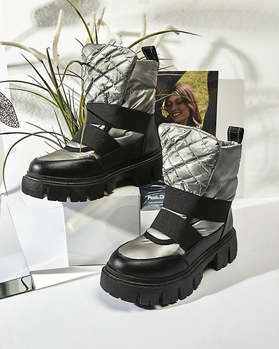Juodai pilki moteriški sniego batai plokščiu padu "Ferory- Footwear"