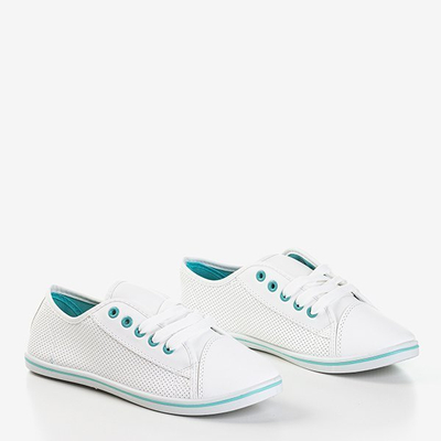 Białe tenisówki z niebieskimi wstawkami Dakota - Obuwie