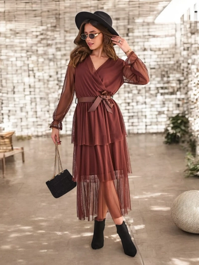 Женское длинное платье Royalfashion с оборками