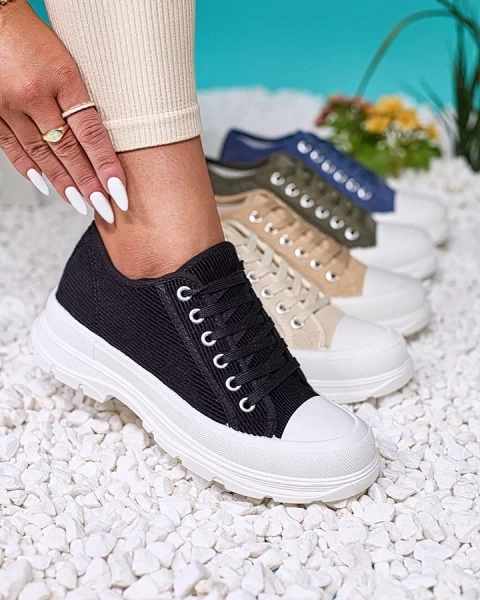 Royalfashion Черные женские кроссовки на платформе Spollero