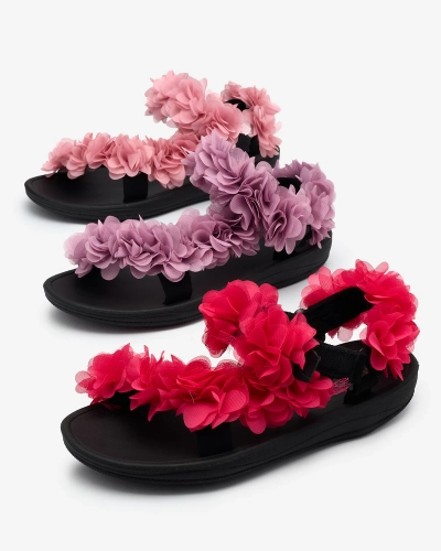 Royalfashion Fuksijos spalvos moteriški sandalai su gėlėmis Alferroy