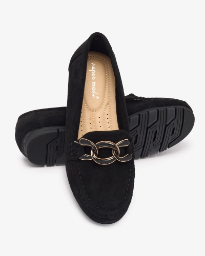 Женские черные мокасины с цепочкой Lertika - Обувь