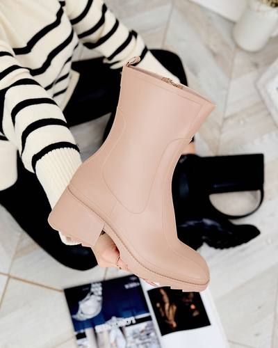 Royalfashion Smėlio spalvos matiniai moteriški auliniai batai Tentiris