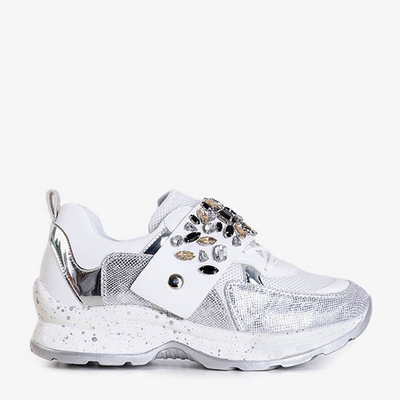 Balti moteriški sportiniai bateliai su papuošimais Ignassy - Avalynė