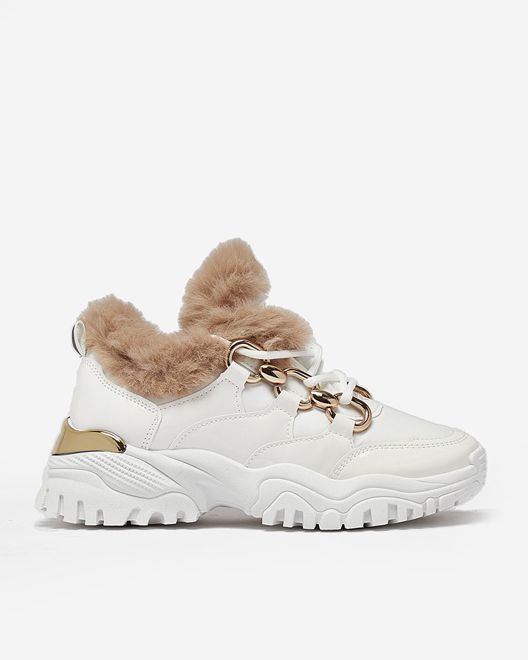 Royalfashion Белые утепленные женские кроссовки Carucca