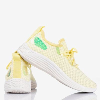 Żółte sportowe buty damskie z błyszczącym wykończeniem Epiphanie - Obuwie