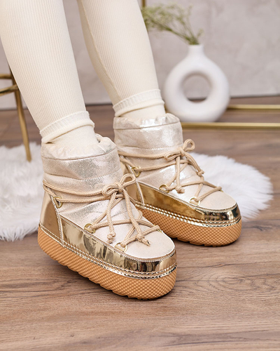 Royalfashion Moteriški auksiniai nėriniuoti sniego batai Yevnoie