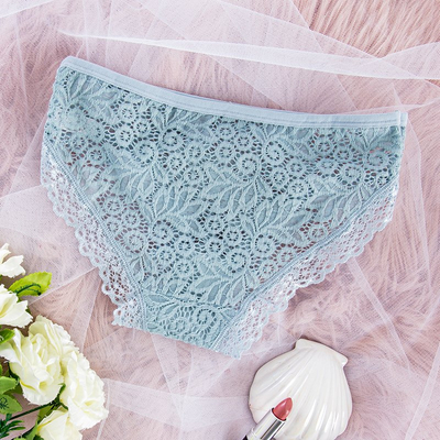 Mėlynos vienspalvės nėriniuotos kelnaitės moterims - Apatiniai