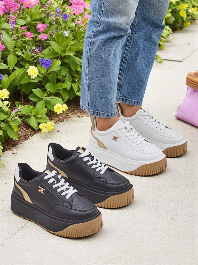 Moteriški sportbačiai Arianna Bianco ant 5 cm ekologiškos odos platformos