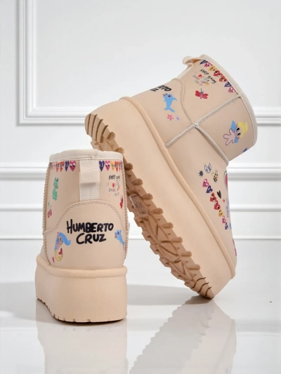 Callisto Angelico Insulated Kicks with Kidcore Platform Art - Beige