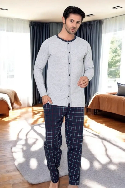 Мужские пижамы в клетку Royalfashion из хлопка