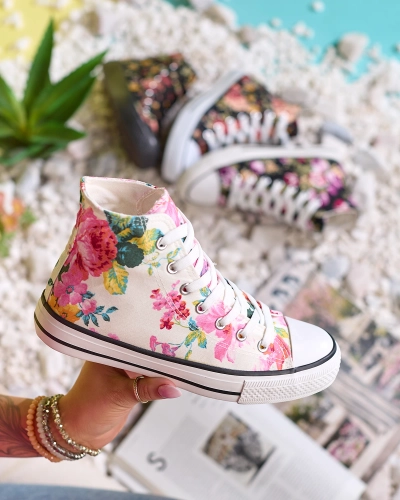 Royalfashion Женские высокие белые кроссовки с цветочным принтом Fahenna