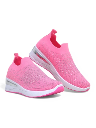 Женские кроссовки на танкетке Royalfashion с стразами Qelavise