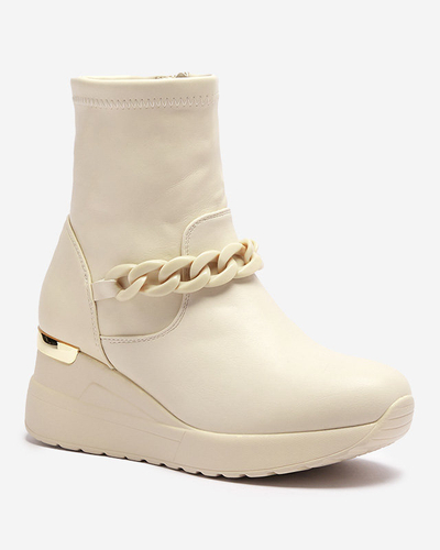 Бежевые женские сапоги на якоре с цепочкой Fefricca- Footwear
