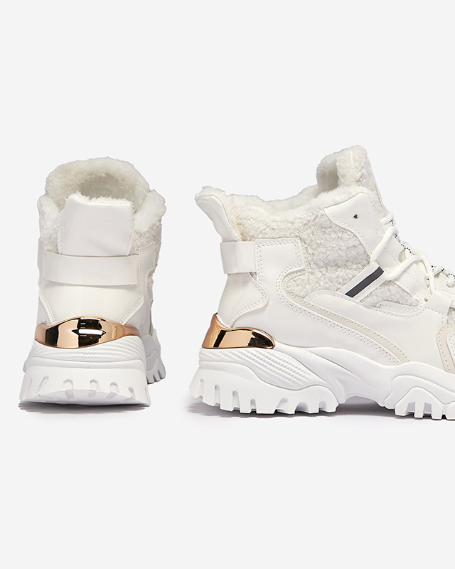 Balti moteriški sportiniai bateliai su kailiu "Sagglo- Footwear"