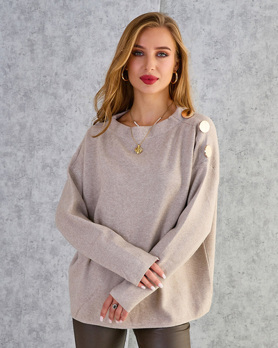 Royalfashion Тонкий женский свитер с украшениями на плечах