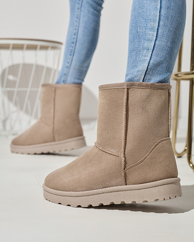 Женские утепленные снегоступы из эко-замши светло-коричневого цвета Xetik - Обувь