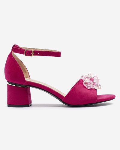 Фуксия женские сандалии на заднике с декоративными кристаллами Cerosso- Footwear