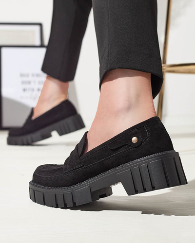 Мокасины из эко замши черного цвета для женщин Siherta- Footwear