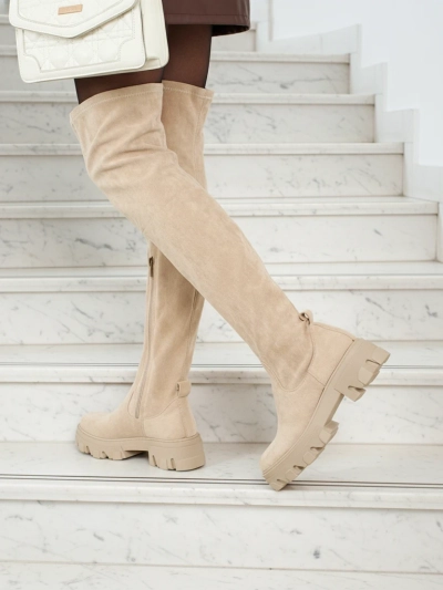 Kozaki damskie za kolano eko zamszowe Maelin