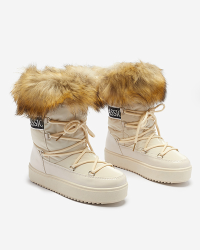 Лакированные женские бежевые сапоги Fursav - Обувь