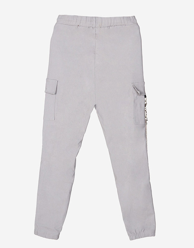 Женские брюки карго светло-серого цвета с цепочкой - Одежда