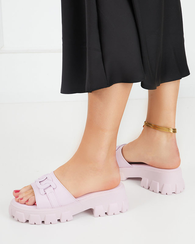 OUTLET Violetinės spalvos moteriškos šlepetės ant storesnio pado Inza-Shoes