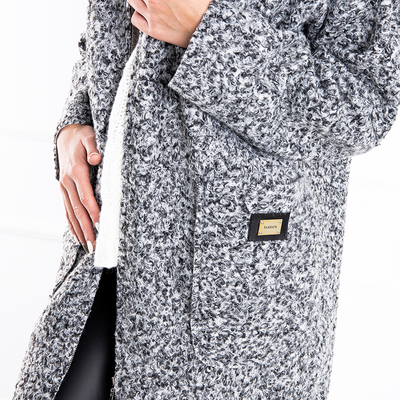 Pilka moteriška striukė - paltas su gobtuvu - Drabužiai