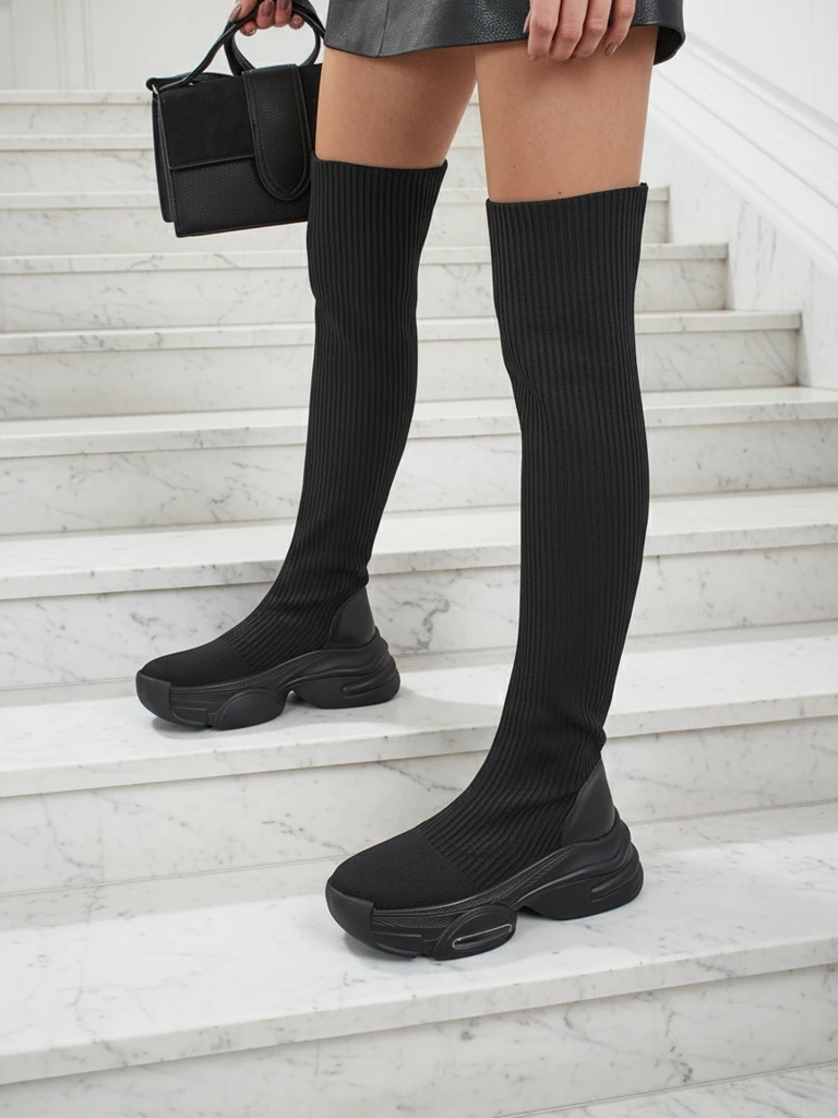 Ilgi moteriški užtraukiami ilgaauliai su storu padu Ravmora