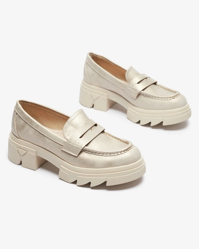 Золотые женские мокасины из экокожи Sepop- Footwear