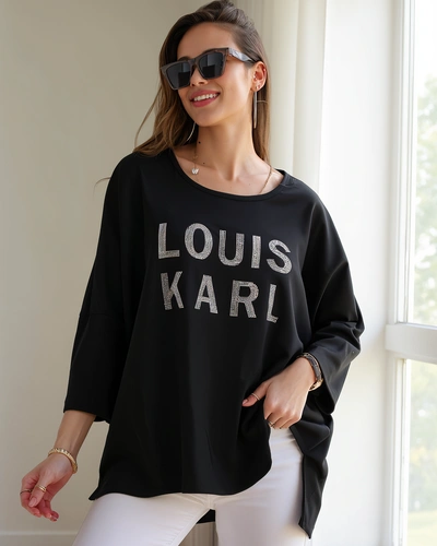 Royalfashion moteriška viskozės bliuzi su blizgučiais