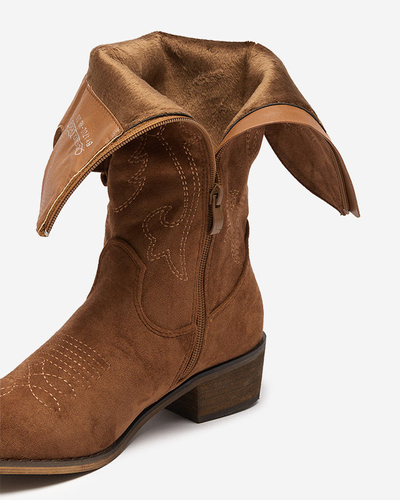 Moteriški batai iki blauzdos vidurio su kupranugarių siuvinėjimu Redarika - Avalynė