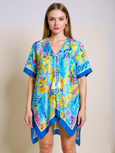 Aurelia Blue Pareo Royalfashion – Летнее женское парео до колен с V-образным вырезом